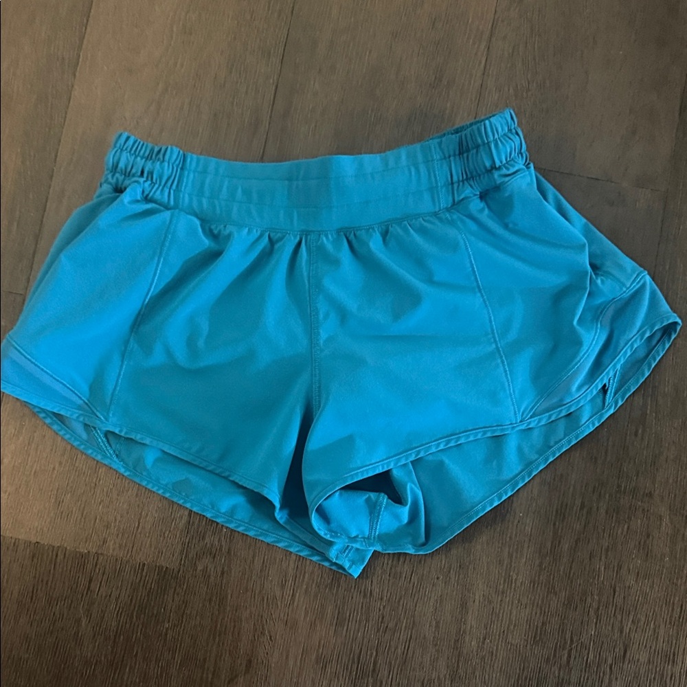 lululemon athletica Hotty Hot 2.5 inch inseam Teal Blue Athletic Shorts